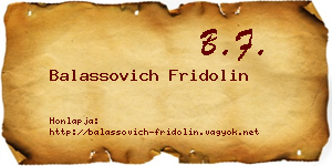 Balassovich Fridolin névjegykártya